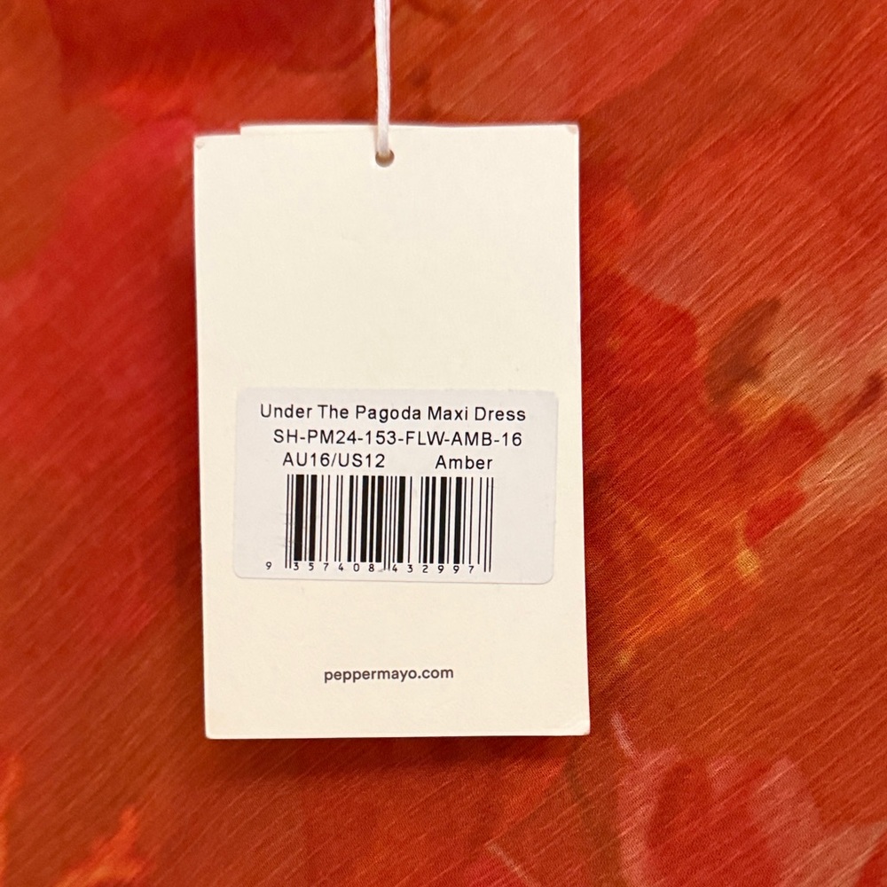 Peppermayo Orange Floral Pagoda Maxi Dress NWT - Picture 7 of 7